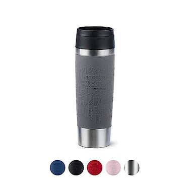 Emsa N20223 Travel Mug Classic Isolierbecher 0,5 Liter , neuer Komfort-Schraubverschluss , Edelstahl , 6h heiß und 12h kalt , 100% dicht , spülmaschinenfest , 360°-Trinköffnung , Dunkelgrau im Sale